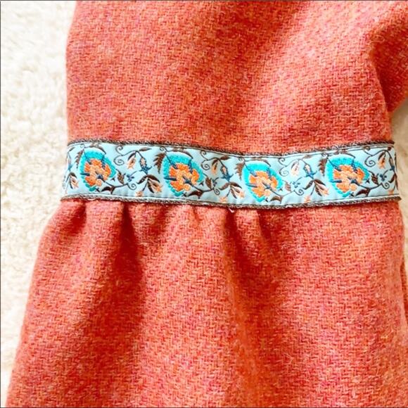 Liza Byrd Jacket Wool Tangerine Orange Blue Trim Bell Sleeve Button Front Small - Picture 7 of 9